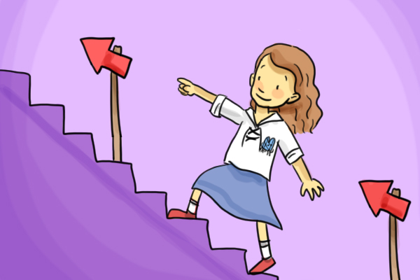 ילדה עולה במדרגות